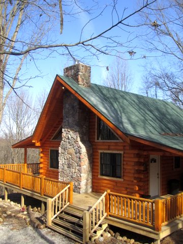 Charming exterior of a log cabin