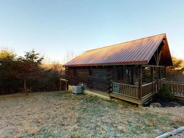Secluded log cabin nestled in nature
