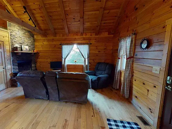 Living room with leather furniture