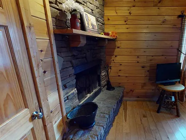 Natural stone fireplace