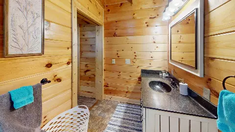 Bathroom vanity and doorway