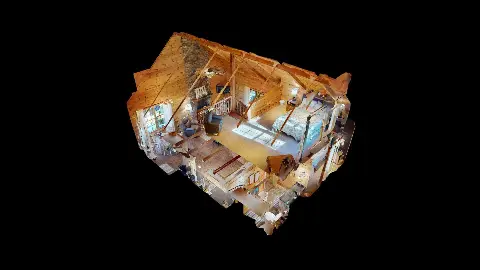 3D dollhouse view of the cottage floor plan