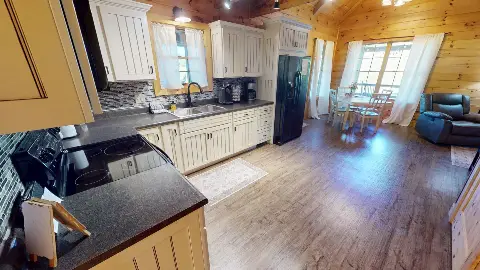 Kitchen counter opening to the dining area